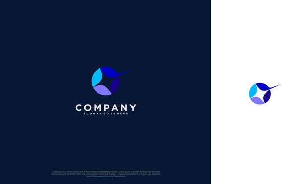 Modern digital abstract circle with spark logo for technology company business. Vector design template