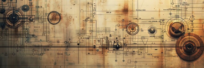 Engineering blueprints - obrazy, fototapety, plakaty