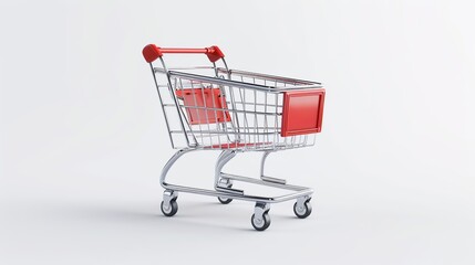 This high-quality 3D render showcases a shopping cart isolated on a white background.