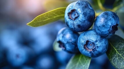 Juicy blueberries on healthy bushes in a greenhouse, fully ripe and ready for bountiful harvest