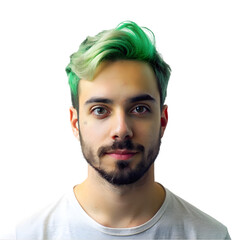 young man with green hair