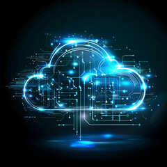 Modern cloud technology. Integrated digital web concept background. Generative AI