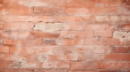 Vintage Red Brick Wall Texture with Worn White Paint - obrazy, fototapety, plakaty