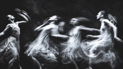 Expressive Dancers Cinematic shots of dancers in motion with intentional blur accentuating the fluidity and grace of their movements conveying emot  AI generated illustration - obrazy, fototapety, plakaty