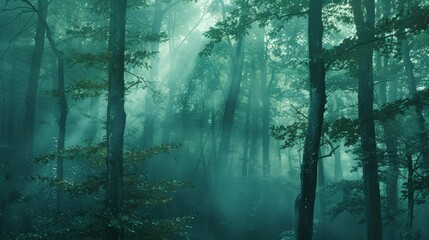 Fototapeta premium Forest Serenity Cinematic shots of forests or woodlands with intentional blur adding a sense of mystery and enchantment to the scene inviting viewe AI generated illustration