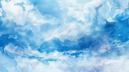 Blue sky watercolor background, texture paper - generative ai