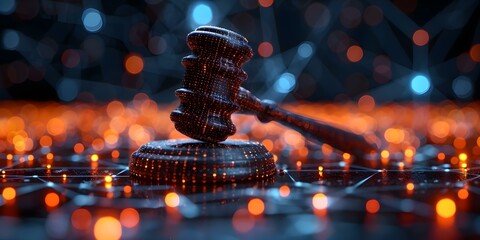 Navigating Legal Risks in AI Technology: Understanding the Ethical and Legal Implications in Online Regulations. Concept AI Regulations, Legal Compliance, Ethical Implications, Data Privacy - obrazy, fototapety, plakaty