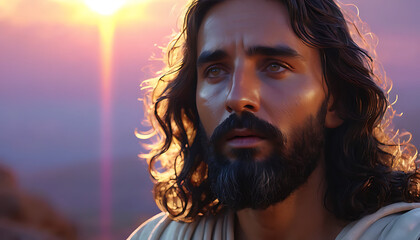 Jesus Christ in Ethereal Light, Symbol of Faith and Redemption, Sacred Artwork and Spiritual Concept.