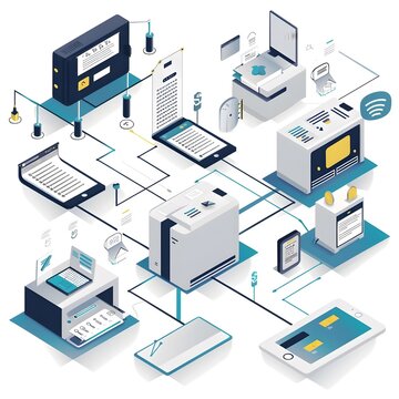 Efficient Office Automation Featuring AI In Document Workflow Systems, Showing Organized And Streamlined Document Routing And Approval Processes.