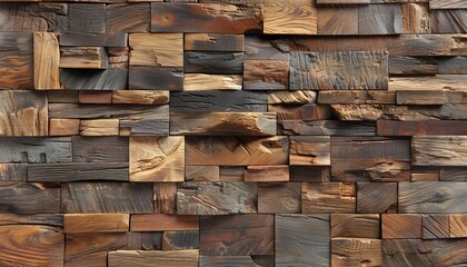 Brown wooden acoustic panels wall texture on wood background for design and decor