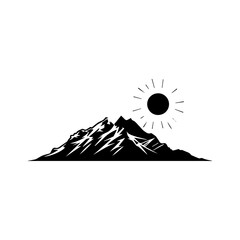 Peak logo mountain with sun icon