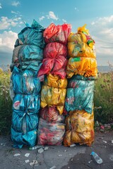 Piles of plastic bag trash, generated with AI