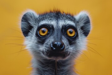Naklejka premium Curious lemur monkey Up Close in Natural Habitat - Wildlife Portrait, generated with AI