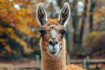Stof per meter Beautiful llama Up Close in Natural Habitat - Wildlife Portrait, generated with AI © sch_ai