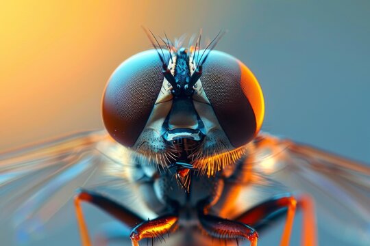 Macroshot on a fly eyes Up Close in Natural Habitat - Wildlife Portrait, generated with AI