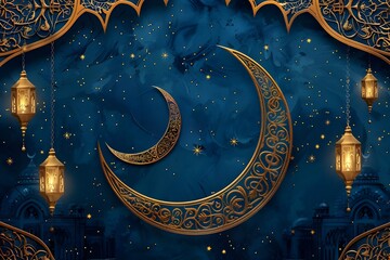 Crescent Moon Islamic Ramadan Banner





