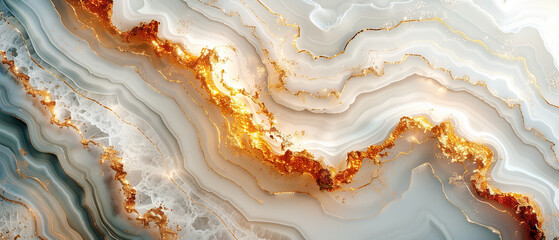 Agate gemstone - white, gray and gold abstract background - 771060310