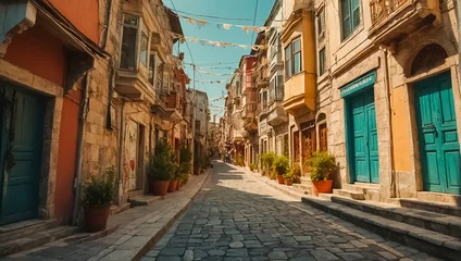 Zelfklevend Fotobehang Beautiful narrow ancient street in Istanbul outdoors © tanya78