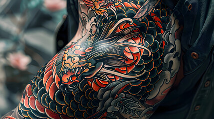 Showcasing the fine details of a fierce dragon design tattooed on someone's arm with exceptional skill