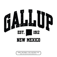 Gallup text effect vector. Editable college t-shirt design printable text effect vector