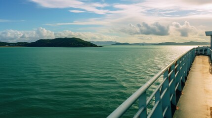 ferry boat from Don sak to Koh Samui and the sun shining.