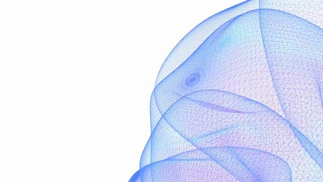 Delicate blue and pink wireframe mesh on a light background