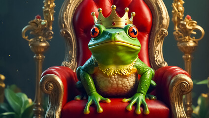 Fototapeta premium Beautiful frog on the throne majestic 