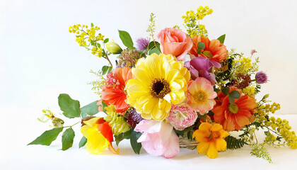 beautiful spring flowers on white background