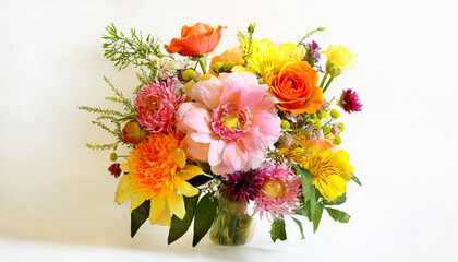 beautiful spring flowers on white background