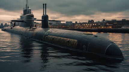 USS Growler Submarine at the Sea, Air and Space Museum Complex - obrazy, fototapety, plakaty