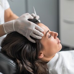 Naklejka premium An advanced hair restoration clinic employing stem cell therapy to promote natural hair growth, addressing the increasing demand for innovative and effective solutions to hair loss.