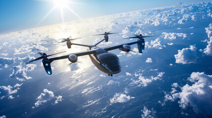 airplane in the sky - Skyward Bound: eVTOL's Flight into the Future