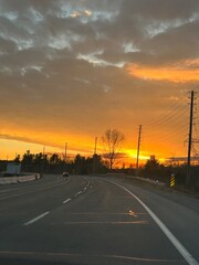 sunset on the highway