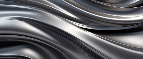 Metal Texture: Wavy Silver Wall, Shiny Background with Beautifully Curved Metallic Texture