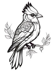 Bird sketch with line  white background Smoothly outline coloring page ai generated