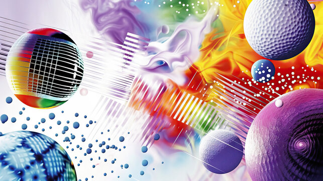 Harmonic Rhythm: Abstract Design with Interlocking Geometric Shapes in Vibrant Colors, Representing the Flow and Balance of Life's Rhythms