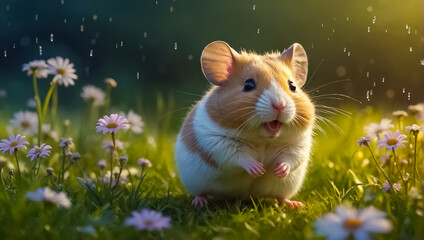 cute hamster in nature