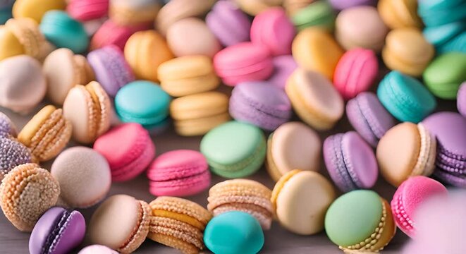 Colorful macarons on a colorful background.