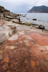 Rocks and sea landscape. Porto Ferro, SS, Sardinia. Italy