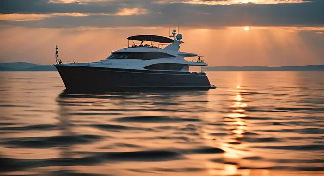 Luxurious yacht at sea.
