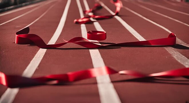 Red finish ribbon in a race.