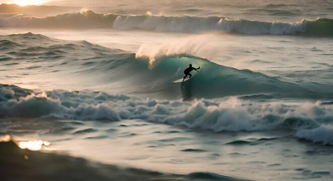 Man surfing a big wave.