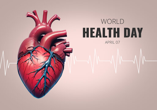 World health day background with 3d rendering anatomical heart