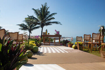 altar, wedding backdrop, top view, beach wedding, outdoor wedding, beach with palm trees, beach with trees
