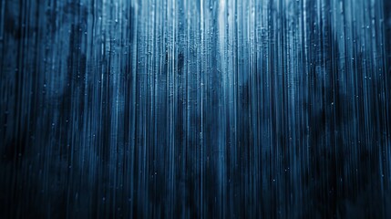 Abstract blue streaked texture resembling rain for calming backgrounds. Rain-like vertical blue lines on dark backdrop for serene wall art. - obrazy, fototapety, plakaty