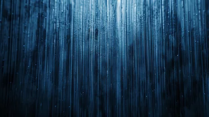 Foto op Canvas Abstract blue streaked texture resembling rain for calming backgrounds. Rain-like vertical blue lines on dark backdrop for serene wall art. © Irina.Pl