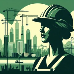 construction city and female engineer