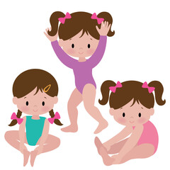 Cute girl gymnast vector cartoon illustration