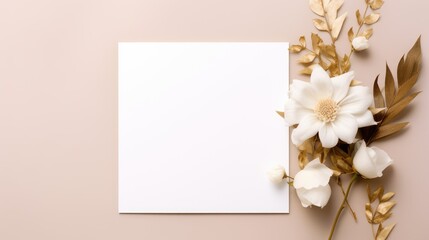 gentle marriage invitation postcard paper mockup romance letter floral wedding blank paper template