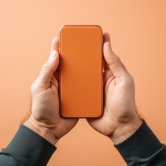 Hand holding smartphone mockup template mobile phone vertical device phone screen application